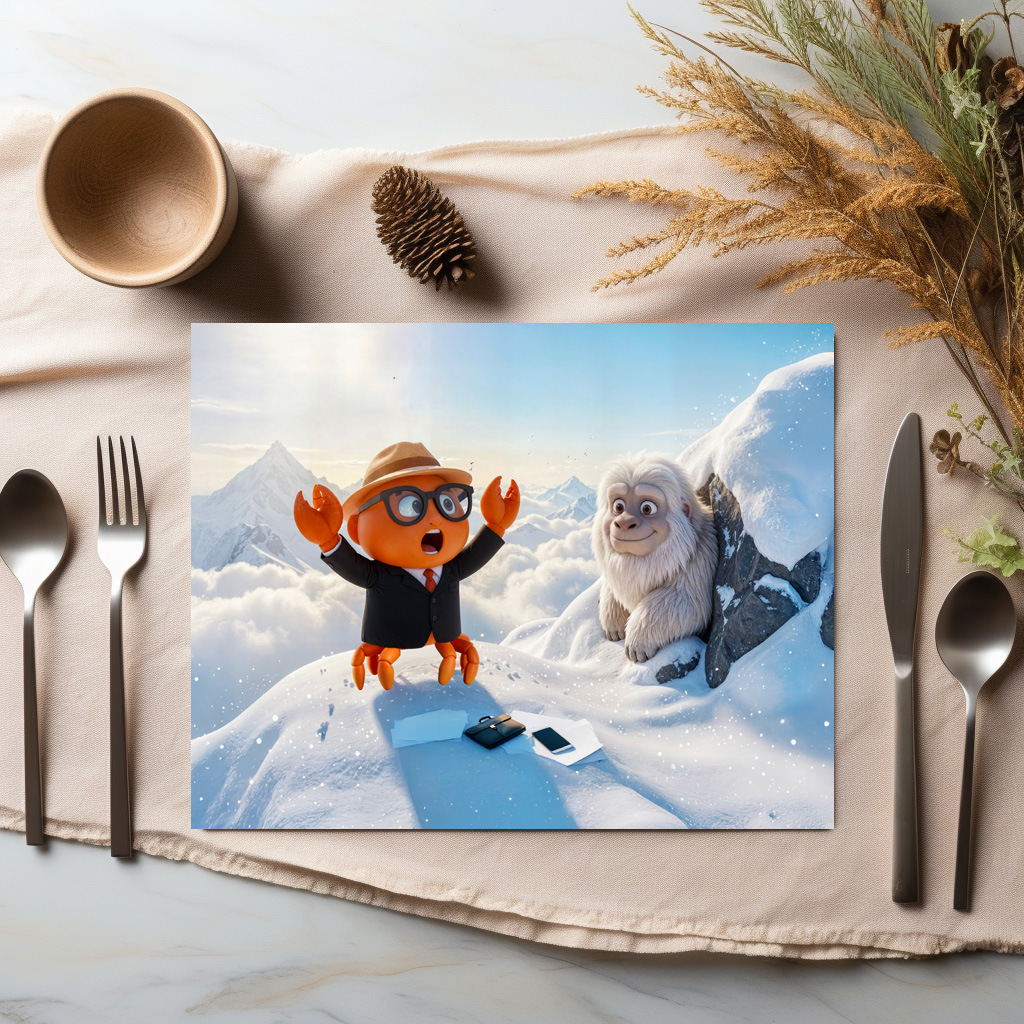 raxxa Premium-Tischset: Spy Crab Shocked Seeing Real Yeti Creature – Bild 2