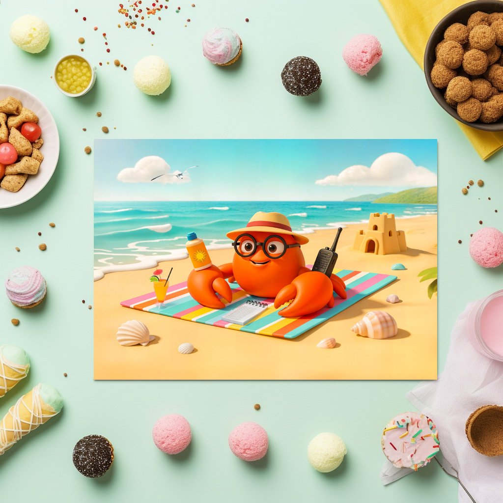 raxxa Premium-Tischset: Spy Crab Relaxing On Beach With Mission Gear - Imagen 3