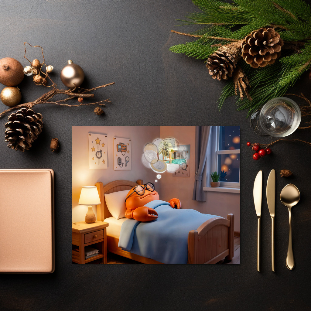 raxxa Premium-Tischset: Sleeping Crab Dreaming Of Wealth And Treasure