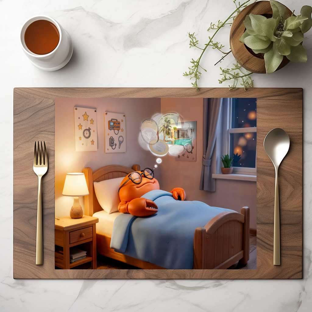 raxxa Premium-Tischset: Sleeping Crab Dreaming Of Wealth And Treasure – Bild 2