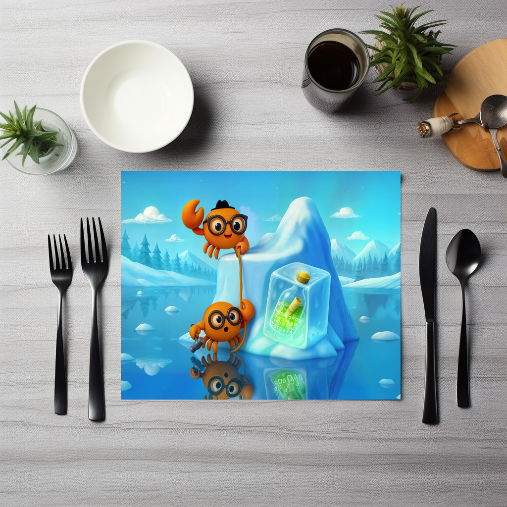 raxxa Premium-Tischset: Spy Crabs Climbing Iceberg For Secret Message