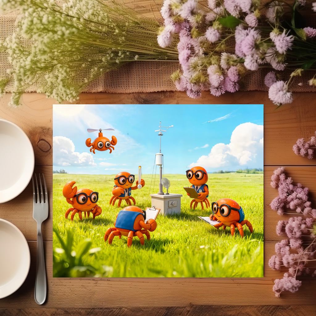 raxxa Premium-Tischset: Spy Crabs Learning How Weather Station Works - immagine 2