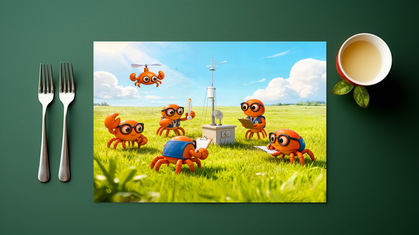 raxxa Premium-Tischset: Spy Crabs Learning How Weather Station Works - immagine 3