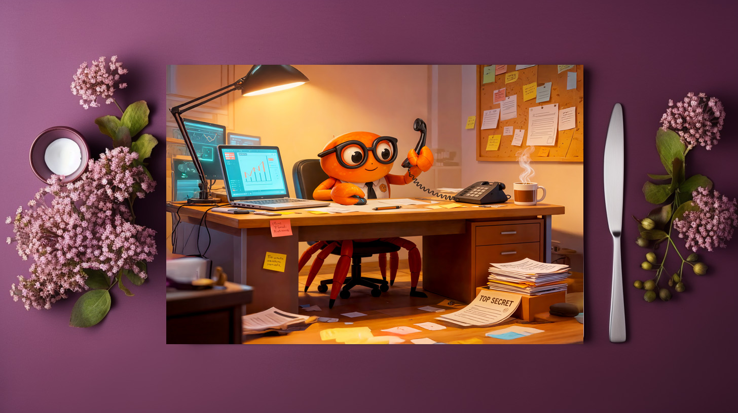 raxxa Premium-Tischset: Spy Crab Coordinating Mission Work At Desk - immagine 2