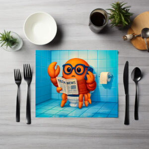 raxxa Premium-Tischset: Funny Spy Crab Reading Tech News Magazine