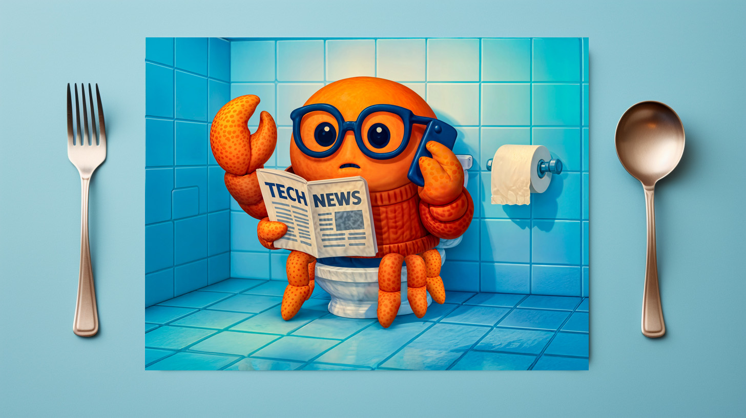 raxxa Premium-Tischset: Funny Spy Crab Reading Tech News Magazine - Imagen 2
