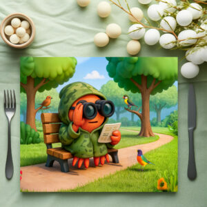 raxxa Premium-Tischset: Camouflage Spy Crab Observing Park Surroundings Quietly