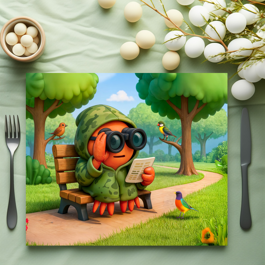 raxxa Premium-Tischset: Camouflage Spy Crab Observing Park Surroundings Quietly