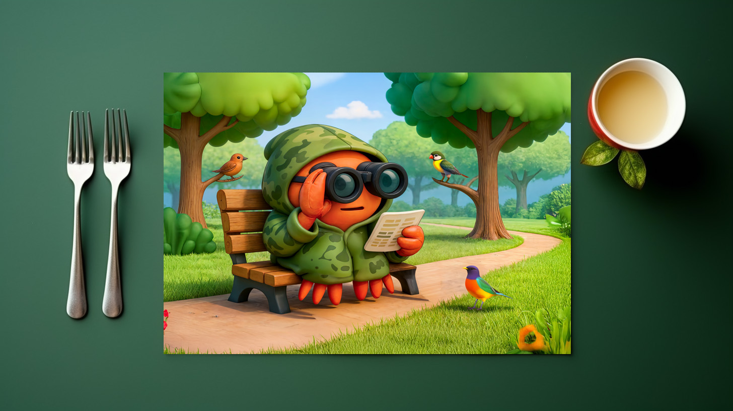 raxxa Premium-Tischset: Camouflage Spy Crab Observing Park Surroundings Quietly – Image 2