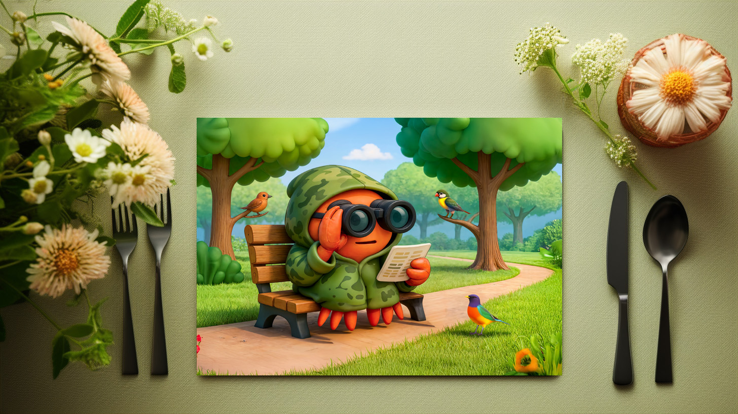 raxxa Premium-Tischset: Camouflage Spy Crab Observing Park Surroundings Quietly – Image 3