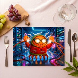 raxxa Premium-Tischset: Tech Crab Facing Short Circuit In Serverroom