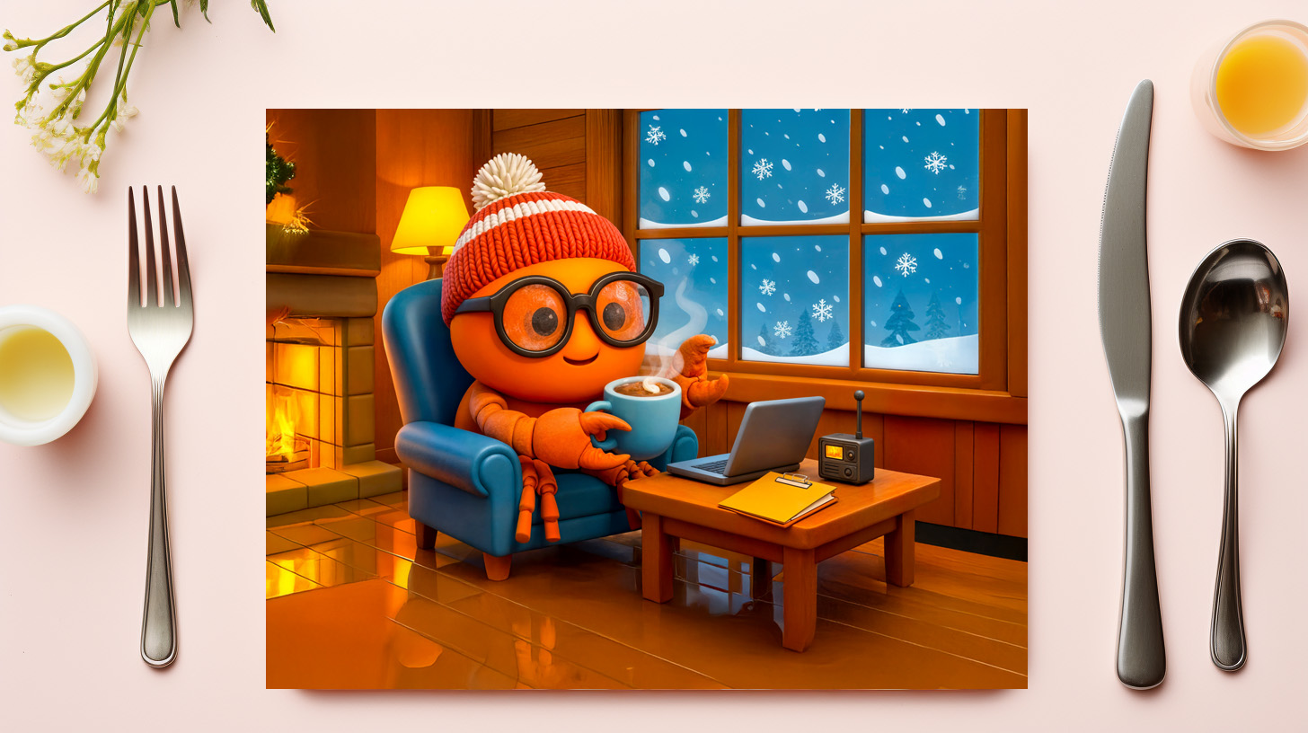 raxxa Premium-Tischset: Spy Crab Working Warm Indoors With Coffee - Imagen 3