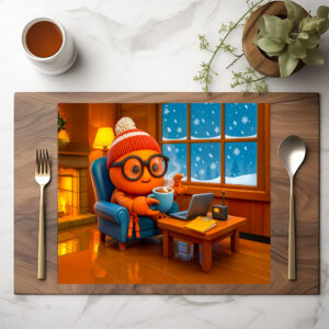 raxxa Premium-Tischset: Spy Crab Working Warm Indoors With Coffee