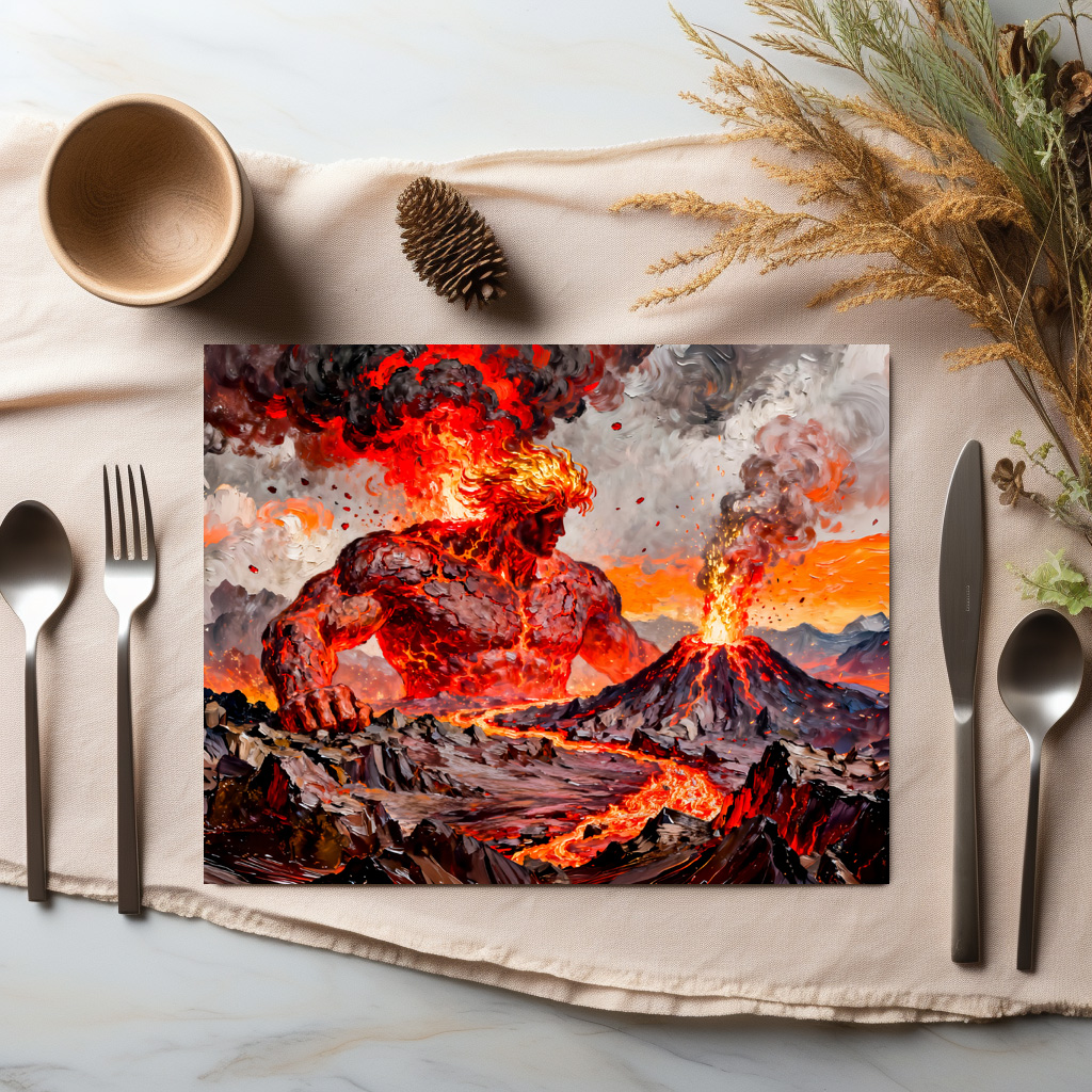 raxxa Premium-Tischset: Pyrokles Titan of Lava and Volcanic Fire from Greek Mythology – Bild 3