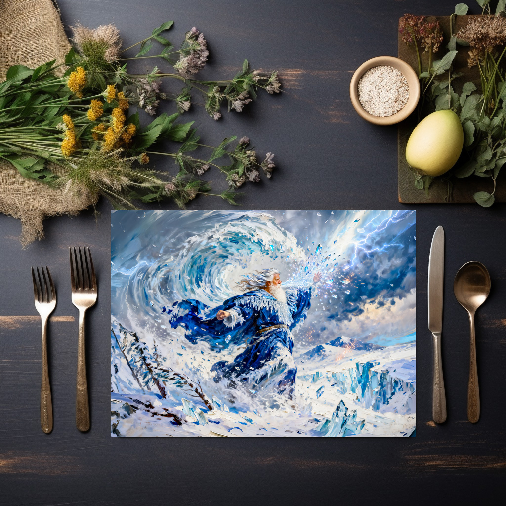 raxxa Premium-Tischset: Boreas God of the North Wind from Greek Mythology – Bild 3