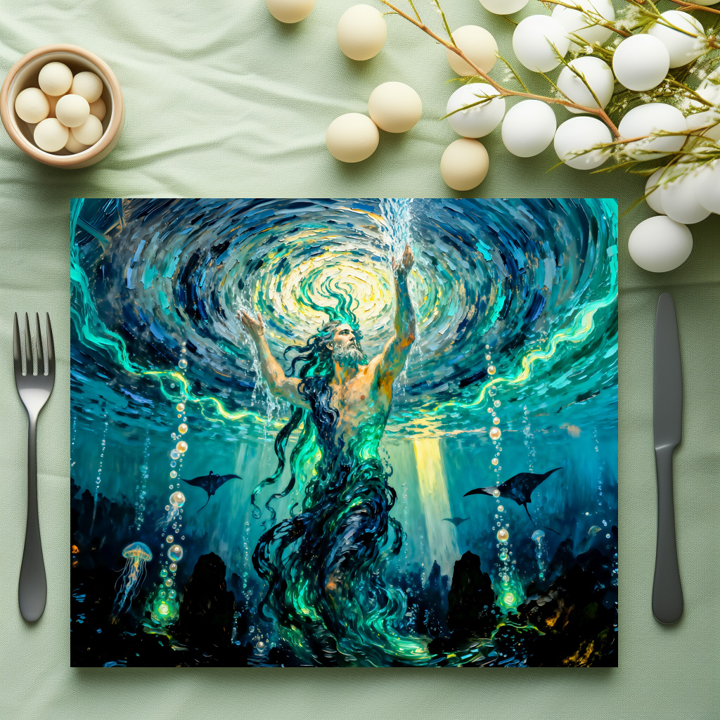 raxxa Premium-Tischset: Okeanos Primordial Titan of the Ocean from Greek Mythology – Bild 3