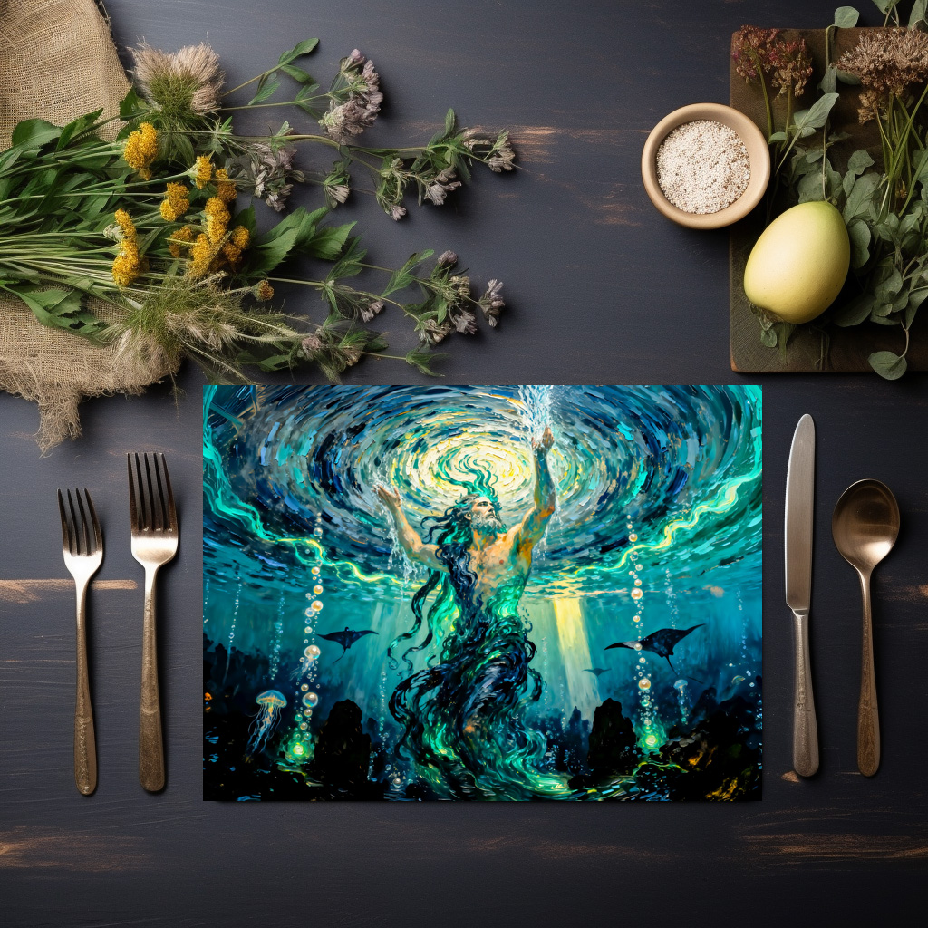 raxxa Premium-Tischset: Okeanos Primordial Titan of the Ocean from Greek Mythology
