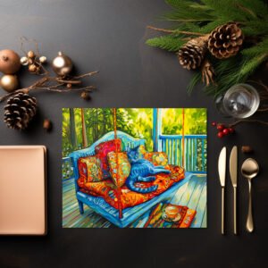 raxxa Premium-Tischset: Cat is Grooming on Swing