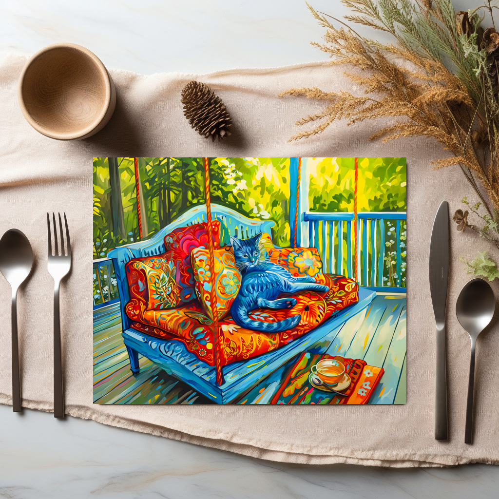 raxxa Premium-Tischset: Cat is Grooming on Swing – Bild 3