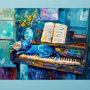 raxxa Premium-Tischset: Cat is Sleeping on Piano