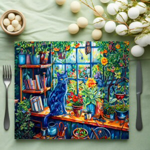 raxxa Premium-Tischset: Cat sitting on Garden House Windowsill