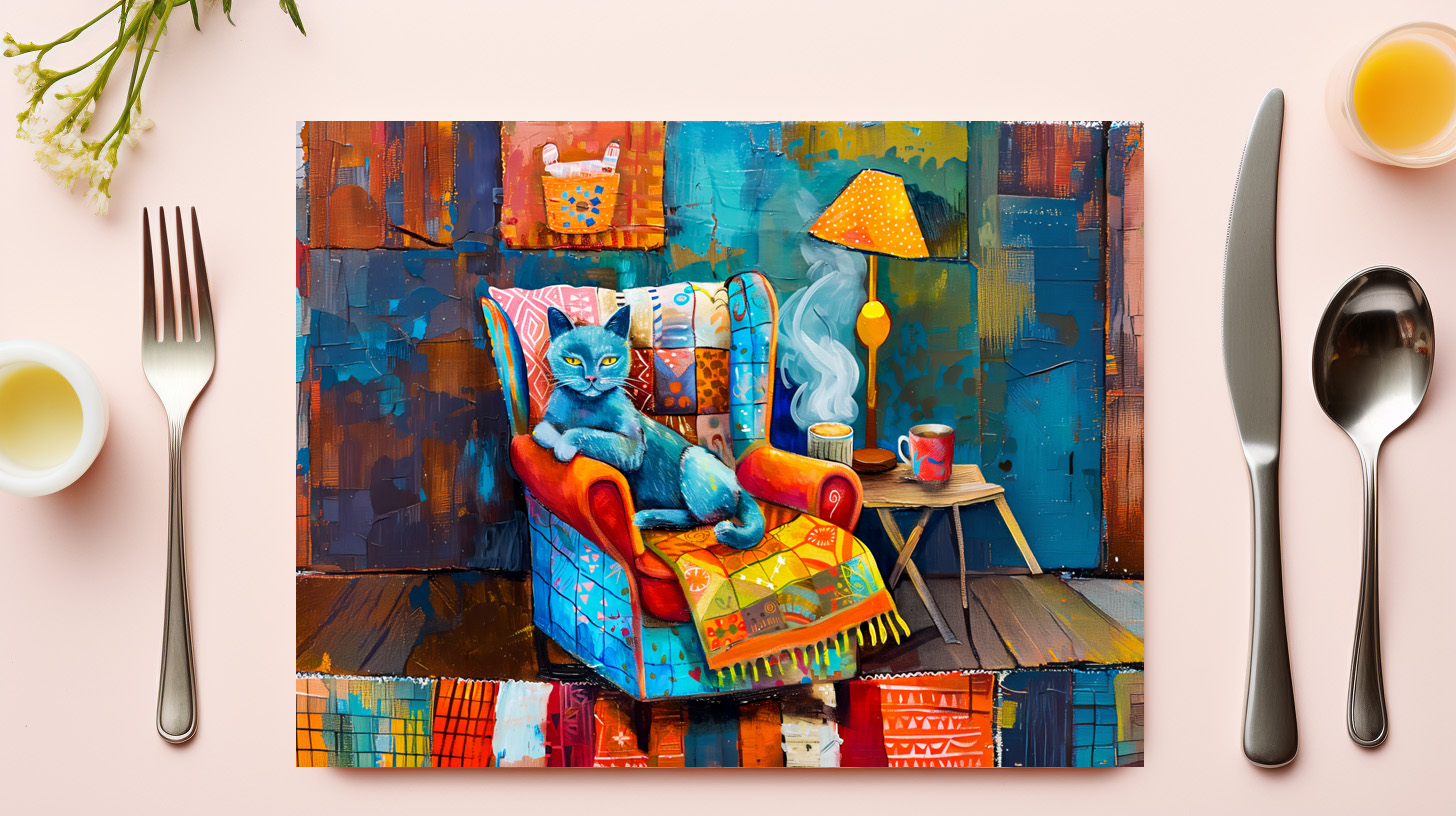 raxxa Premium-Tischset: Cartoon Cozy Cat in Armchair – Image 3
