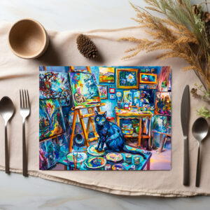 raxxa Premium-Tischset: Cat sitting in Painters Studio