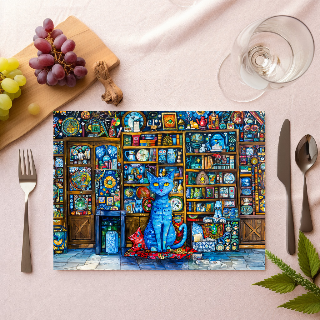 raxxa Premium-Tischset: Blue Cat by Colorful Shelf - immagine 2