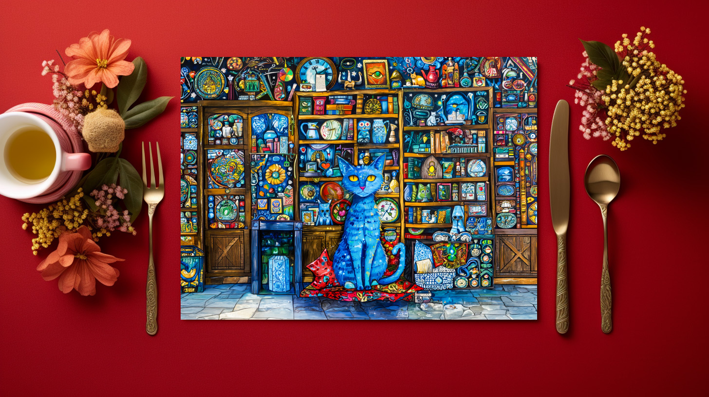 raxxa Premium-Tischset: Blue Cat by Colorful Shelf - immagine 3