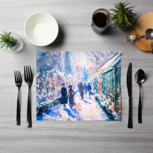 raxxa Premium-Tischset: Impressionist Garden Art Mug Winter Pathway Scene