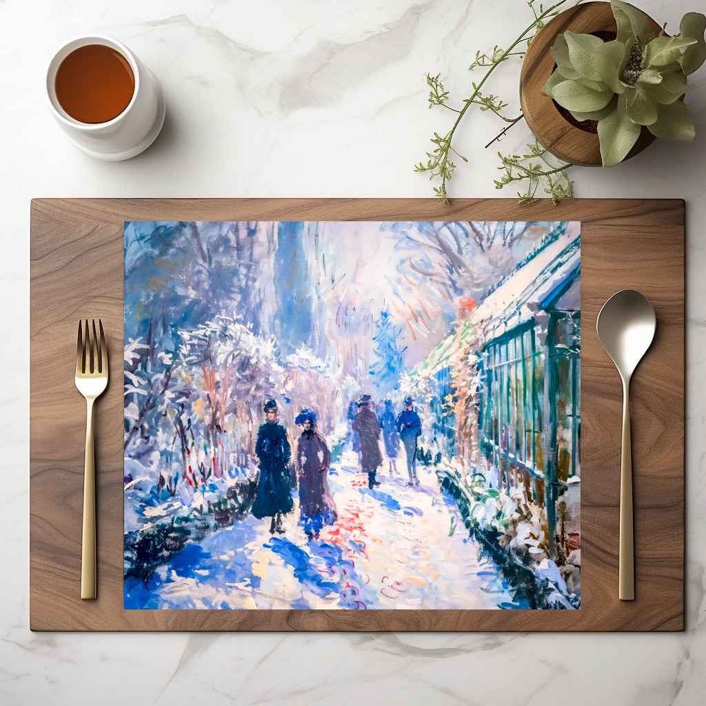 raxxa Premium-Tischset: Impressionist Garden Art Mug Winter Pathway Scene – Bild 3