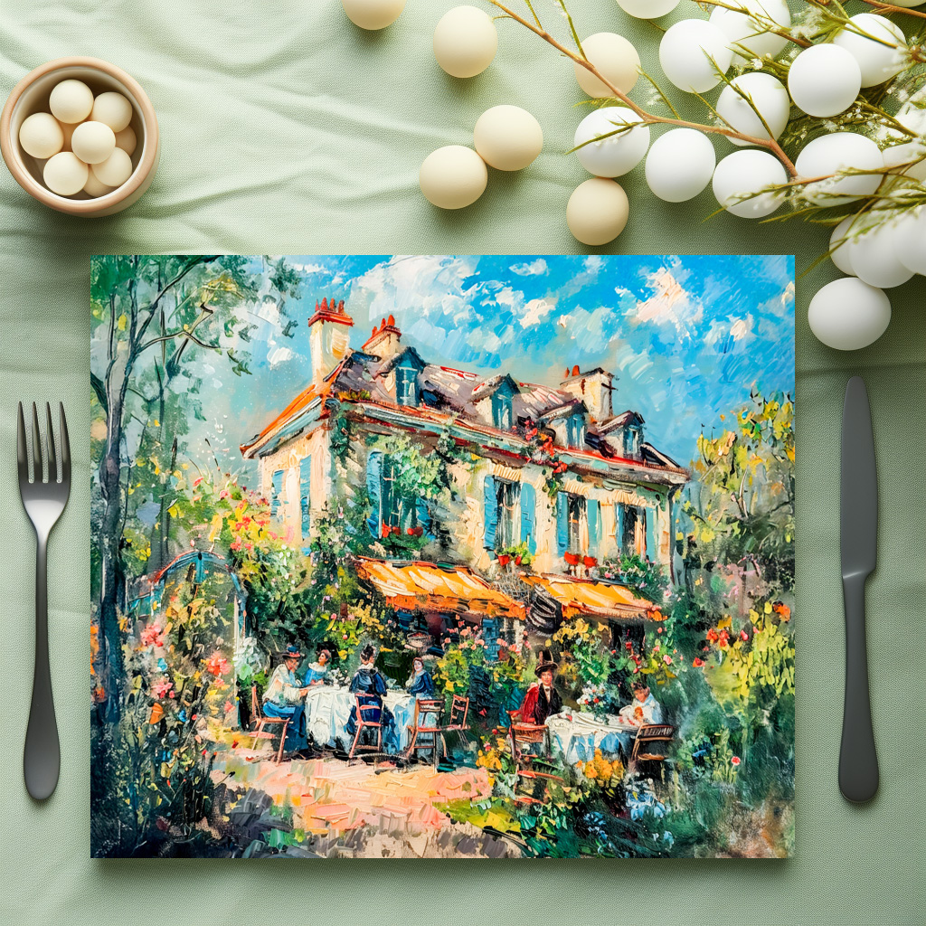 raxxa Premium-Tischset: Impressionist Garden Art Mug Summer House Gathering