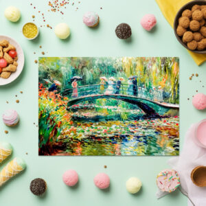 raxxa Premium-Tischset: Impressionist Garden Art Mug Bridge Over Pond