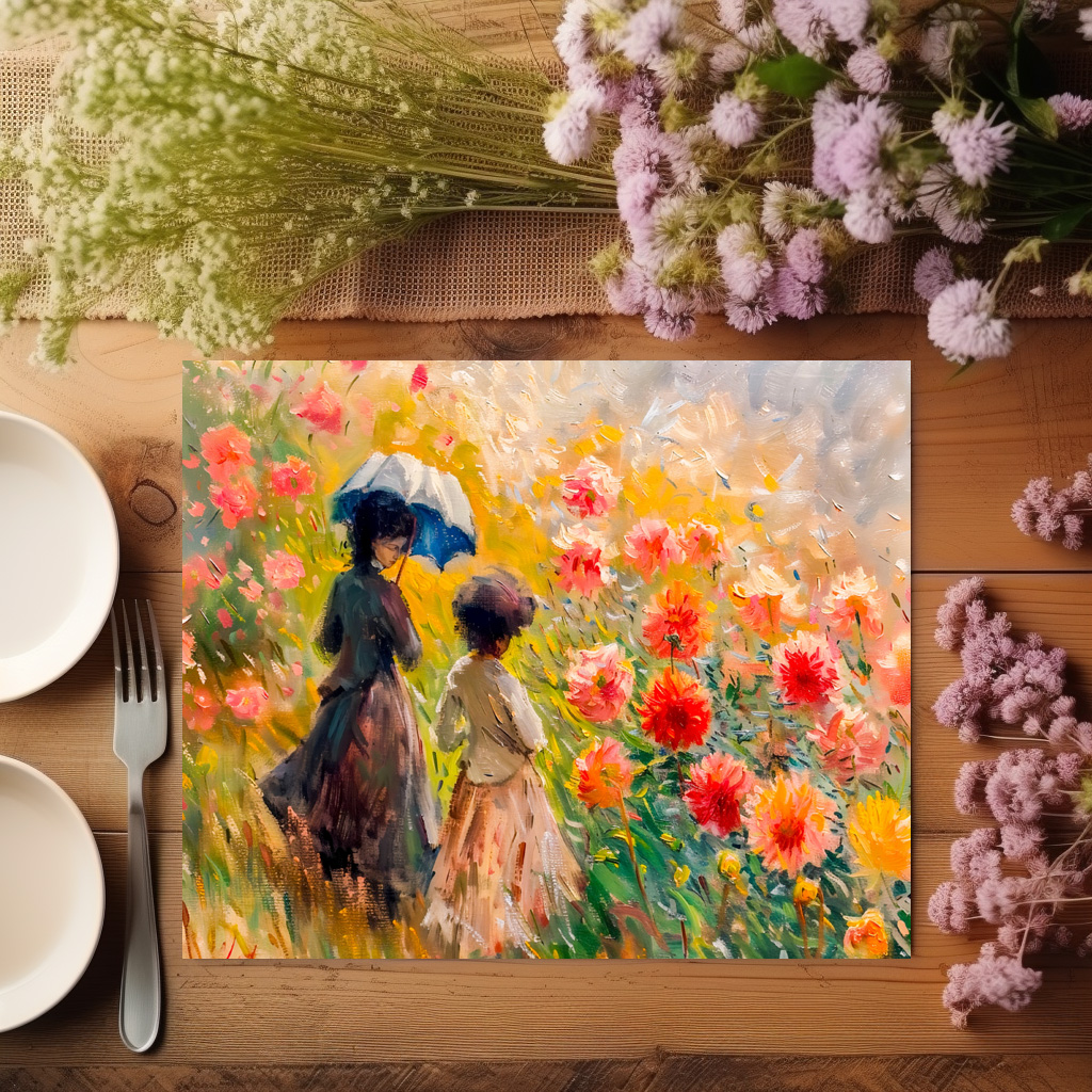 raxxa Premium-Tischset: Impressionist Garden Art Mug Dahlia Garden Path - Imagen 2