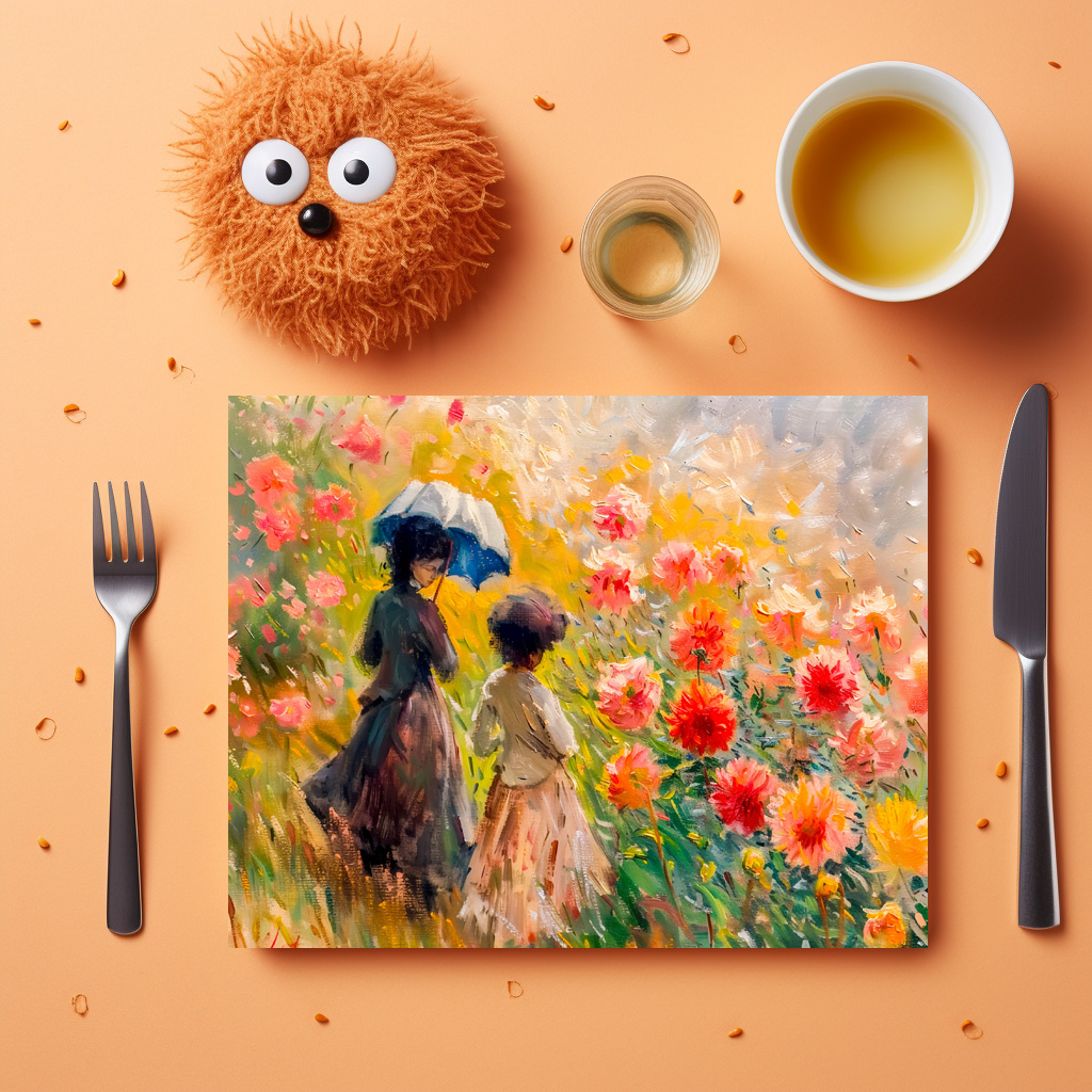 raxxa Premium-Tischset: Impressionist Garden Art Mug Dahlia Garden Path