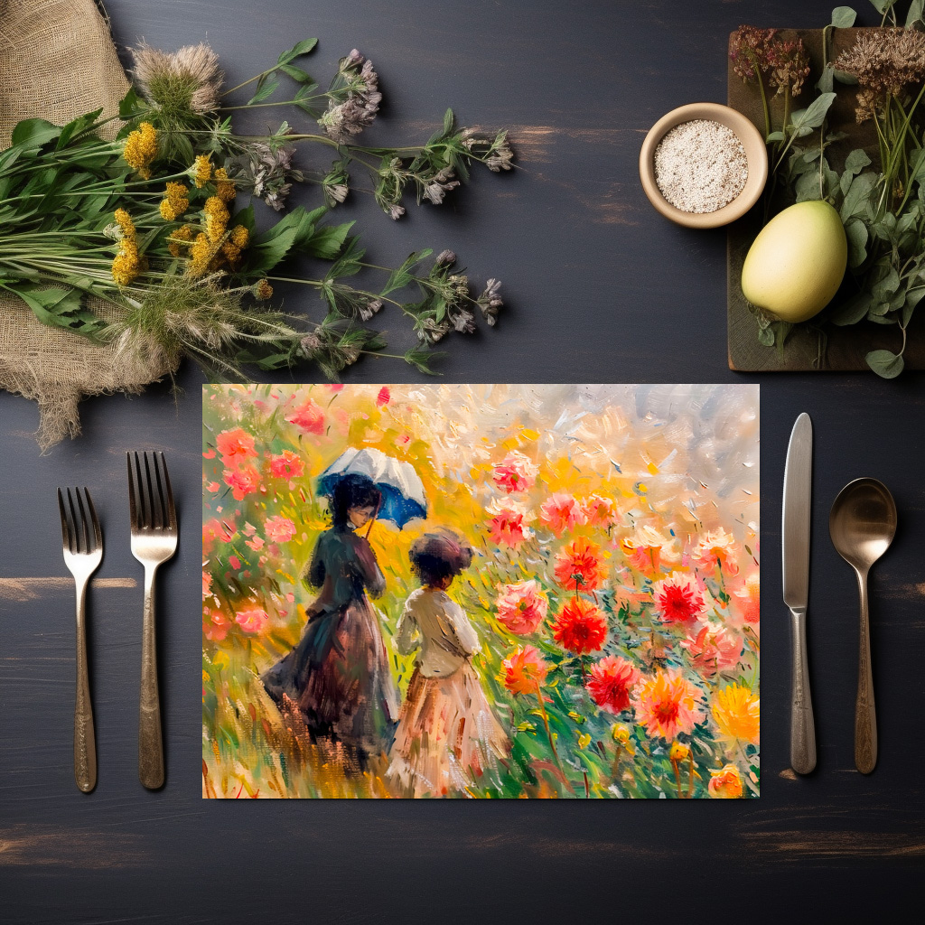raxxa Premium-Tischset: Impressionist Garden Art Mug Dahlia Garden Path - Imagen 3