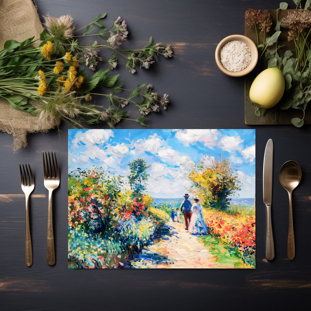 raxxa Premium-Tischset: Impressionist Garden Art Mug Summer Flower Path - Image 3