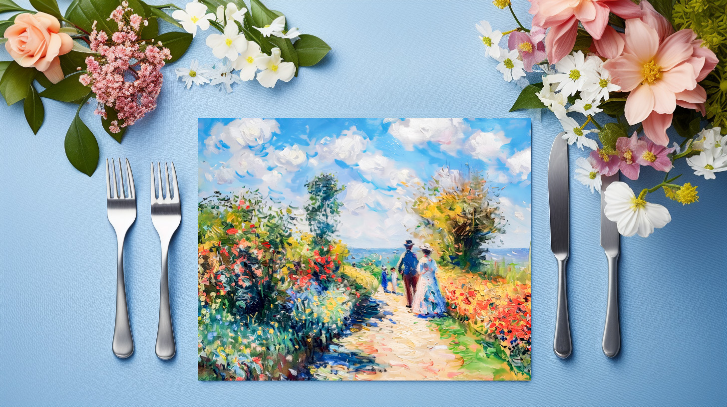 raxxa Premium-Tischset: Impressionist Garden Art Mug Summer Flower Path