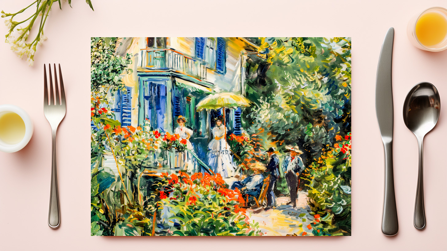raxxa Premium-Tischset: Impressionist Garden Art Mug Country House Gathering – Bild 3