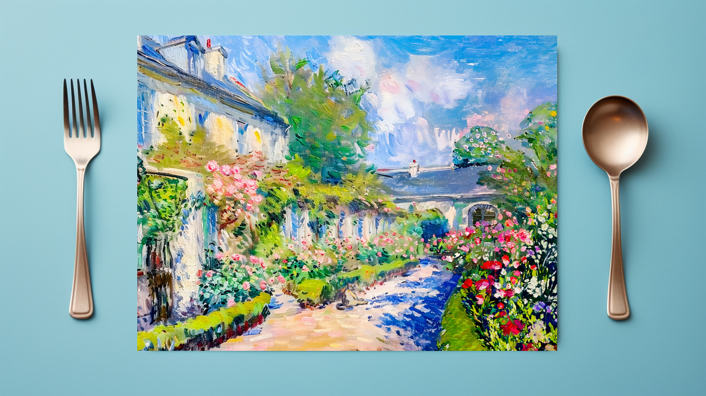 raxxa Premium-Tischset: Impressionist Garden Art Mug Sunlit Garden House - immagine 2