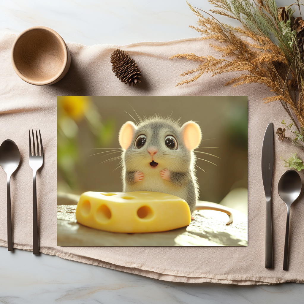 raxxa Premium-Tischset: Oh, alles für mich - niedliche Maus und Käse