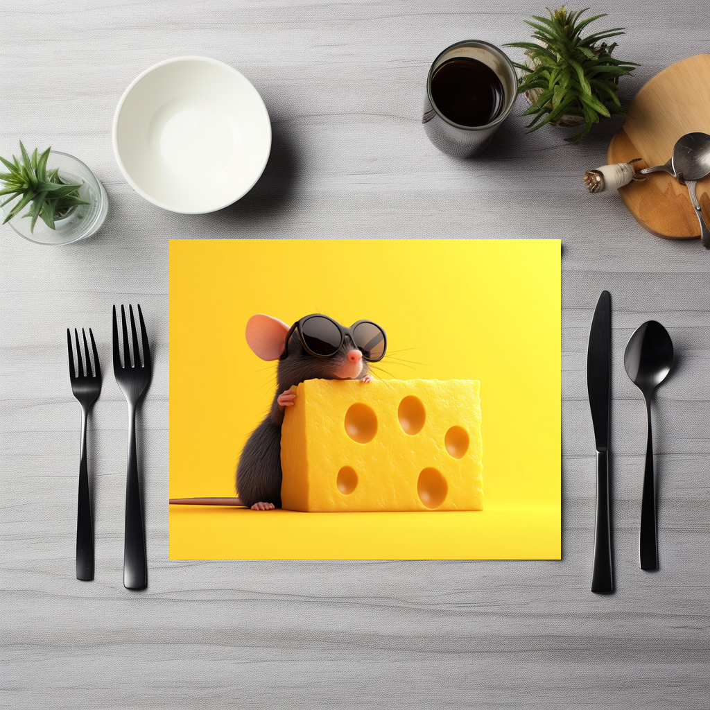 raxxa Premium-Tischset: Käse ganz cool - Maus mit Sonnenbrille