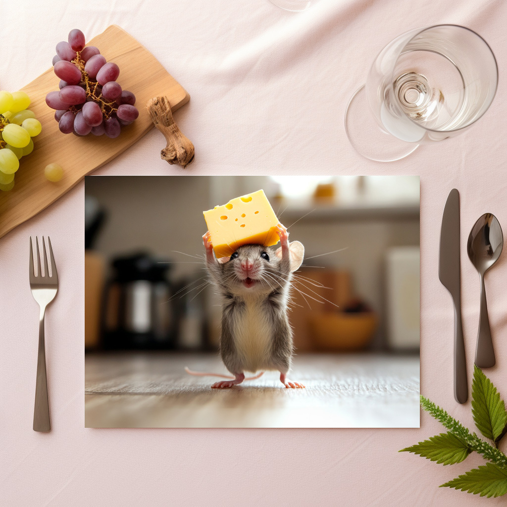 raxxa Premium-Tischset: Mein Stück - drollige Maus und Käse – Image 2