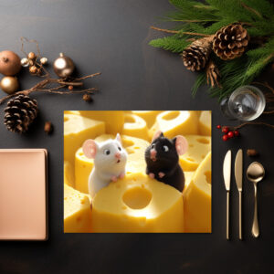 raxxa Premium-Tischset: Oh, alles unser Käse - schwarze und weiße Maus im Käseland