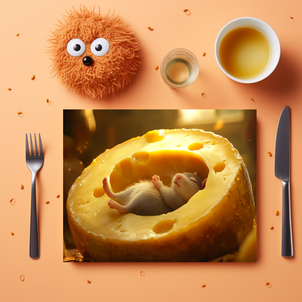 raxxa Premium-Tischset: Nach getaner Arbeit - Maus schläft in Käse – Image 2