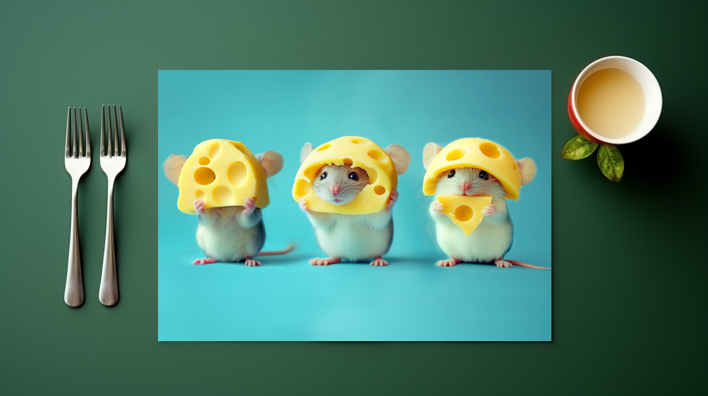 raxxa Premium-Tischset: Käse Trio - Mäuse und Käse