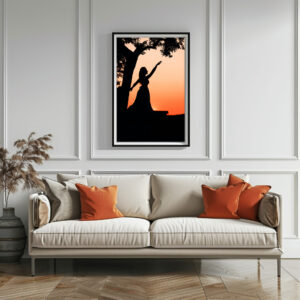 Poster: Mädchen bei Sonnenuntergang