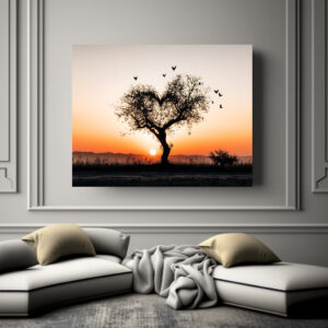 Poster: Herzbaum im Sonnenuntergang