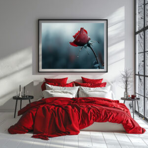 Poster: Rose mit Wassertropfen