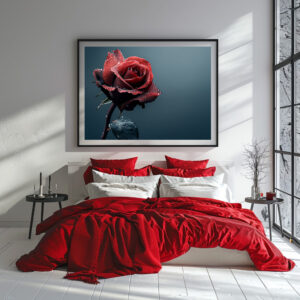 Poster: Rose mit Wassertropfen auf den Blütenblättern
